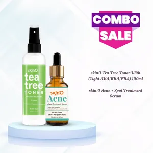 Skino Acne + Spot Treatment Serum 30ml and Skino Tea Tree Toner With (Light AHA,BHA,PHA) 100ml